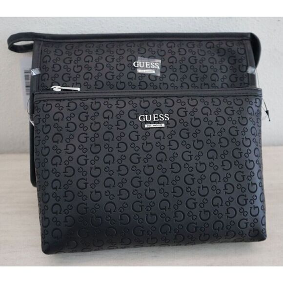 Guess E8930412 Women's Black Crimson Debossed Cosmetic Make Up Travel Cases - Picture 13 of 16